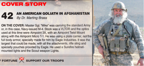 The American Goliath in Afghanistan is now part of a Security Risk Advisory Team for executive protection, disaster medical assistance team.