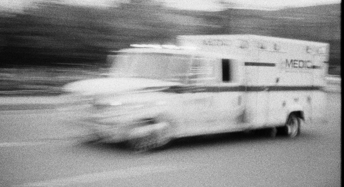 Ambulance rushing for medical evacuation or workplace violence prevention.